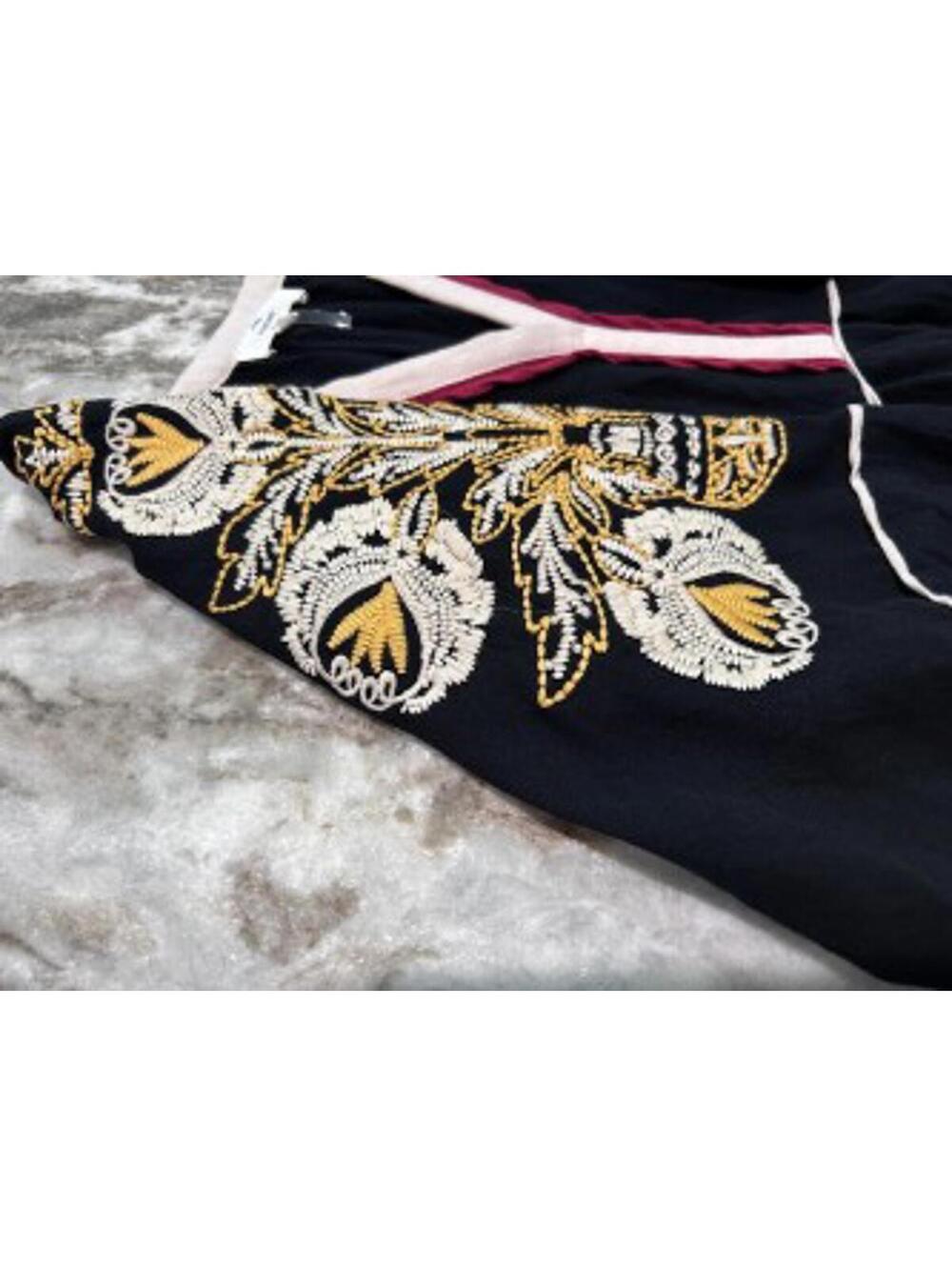 🖤 Entro Black Embroidered Peasant Top S Effortless & Pretty - Picture 5 of 7